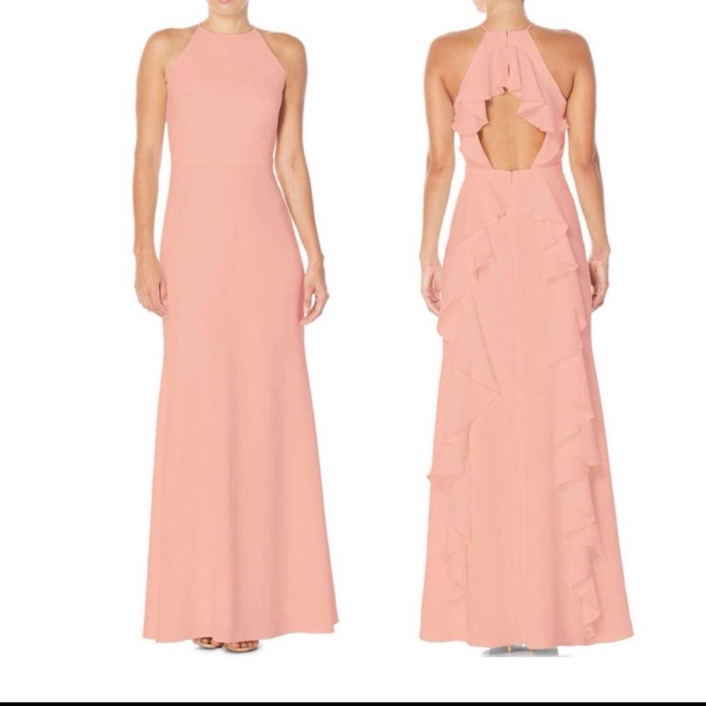 Pink Long Gown with Ruffled Back - Picture 2 of 13